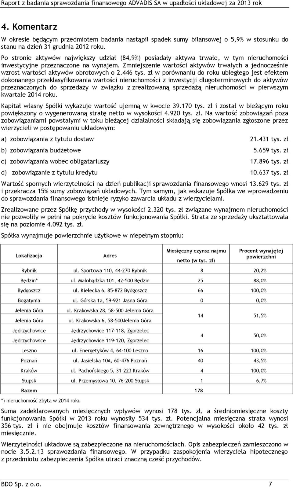 Zmniejszenie wartości aktywów trwałych a jednocześnie wzrost wartości aktywów obrotowych o 2.446 tys.