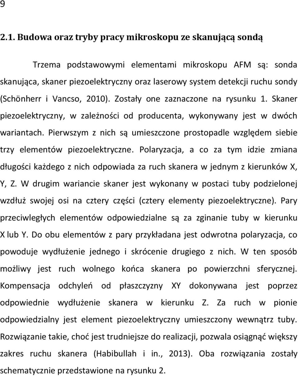 Vancso, 2010). Zostały one zaznaczone na rysunku 1. Skaner piezoelektryczny, w zależności od producenta, wykonywany jest w dwóch wariantach.