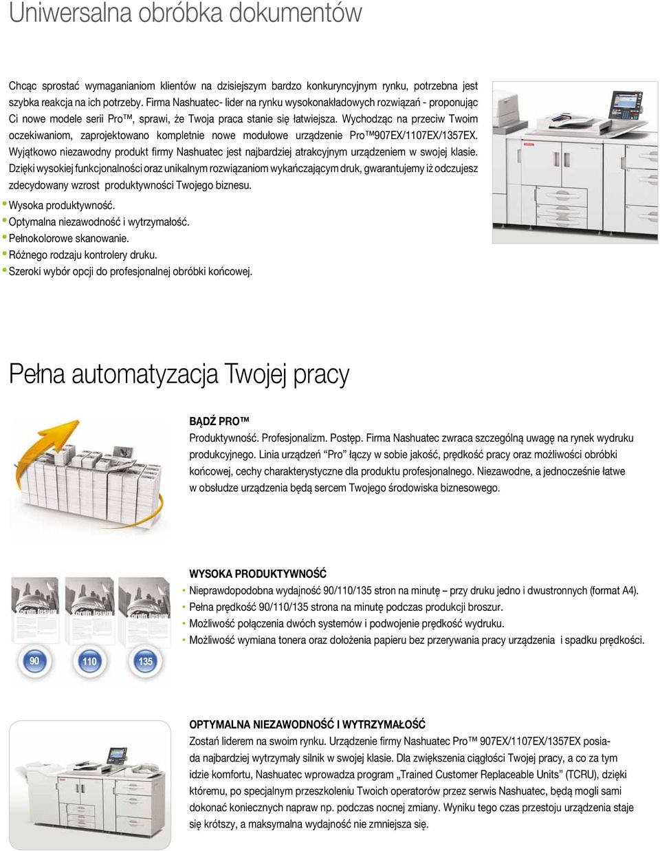 Wychodząc na przeciw Twoim oczekiwaniom, zaprojektowano kompletnie nowe modułowe urządzenie Pro 907EX/1107EX/1357EX.