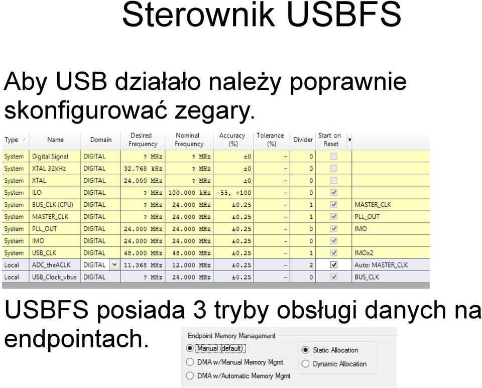 skonfigurować zegary.