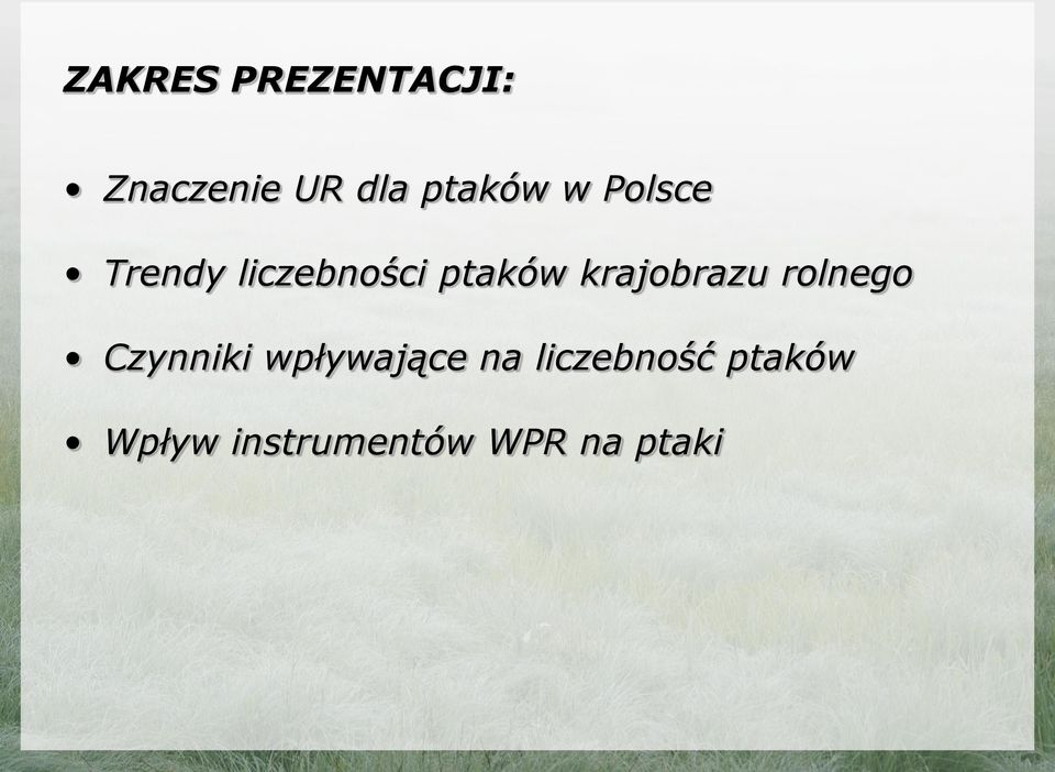 krajobrazu rolnego Czynniki wpływające na