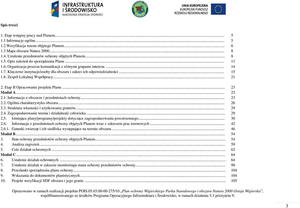 Kluczowe instytucje/osoby dla obszaru i zakres ich odpowiedzialności... 15 1.8. Zespół Lokalnej Współpracy... 21 2. Etap II Opracowanie projektu Planu... 23 Moduł A... 23 2.1. Informacja o obszarze i przedmiotach ochrony.