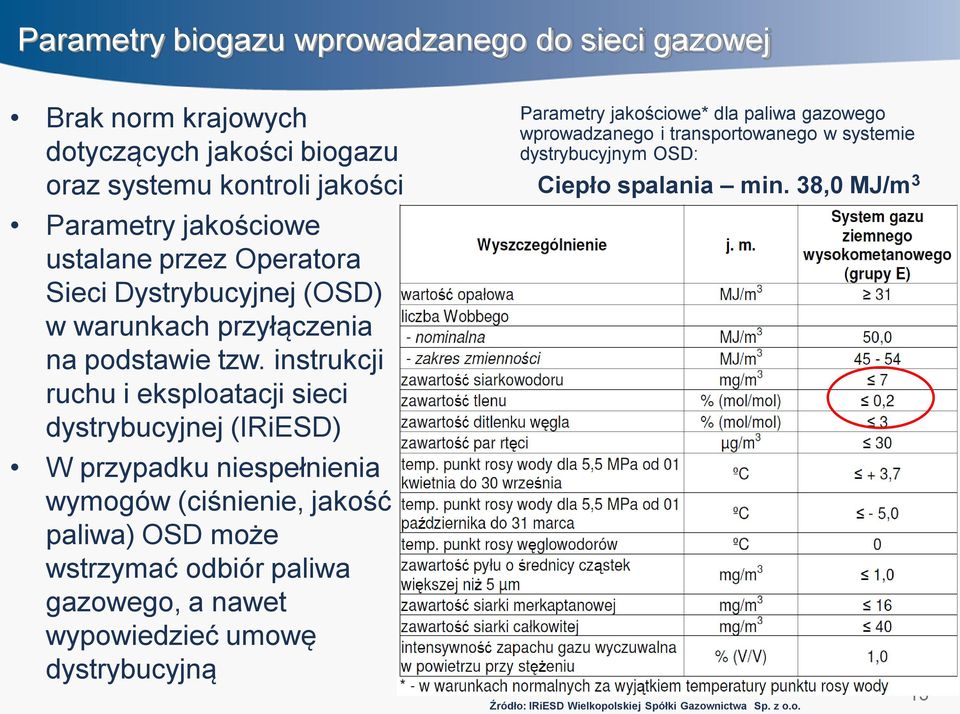 instrukcji ruchu i eksploatacji sieci dystrybucyjnej (IRiESD) W przypadku niespełnienia wymogów (ciśnienie, jakość paliwa) OSD może wstrzymać odbiór paliwa