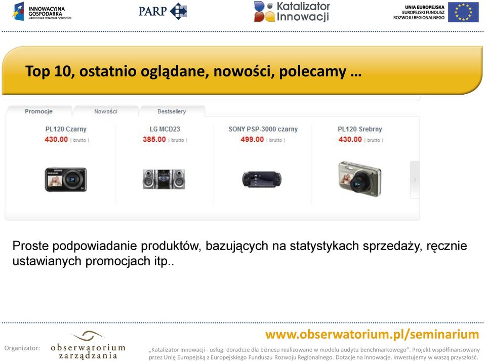 produktów, bazujących na statystykach