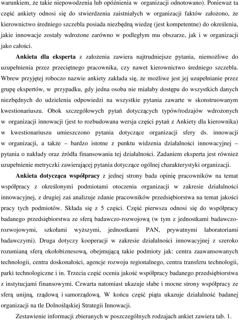 innowacje zostały wdrożone zarówno w podległym mu obszarze, jak i w organizacji jako całości.