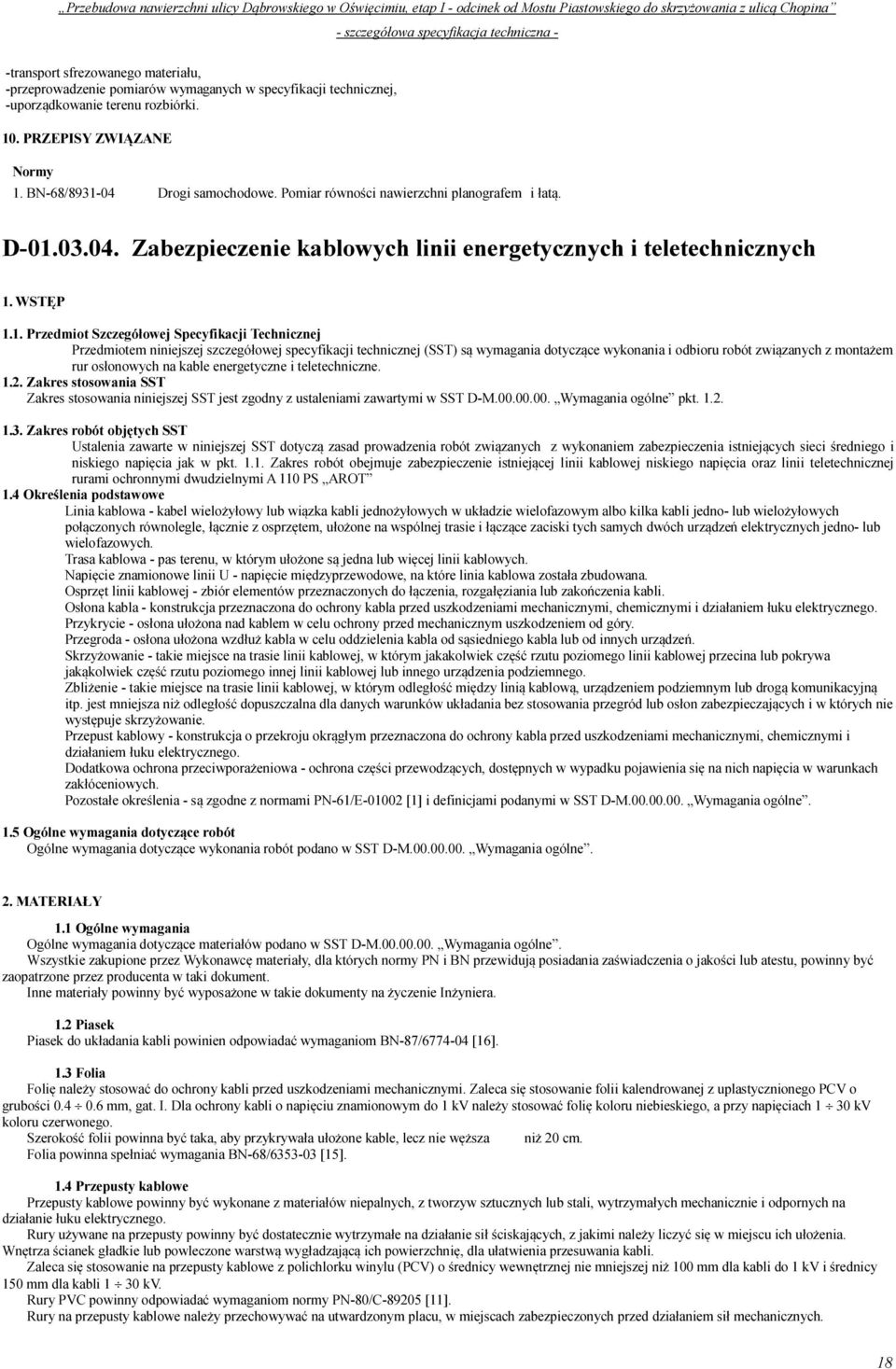 03.04. Zabezpieczenie kablowych linii energetycznych i teletechnicznych 1.