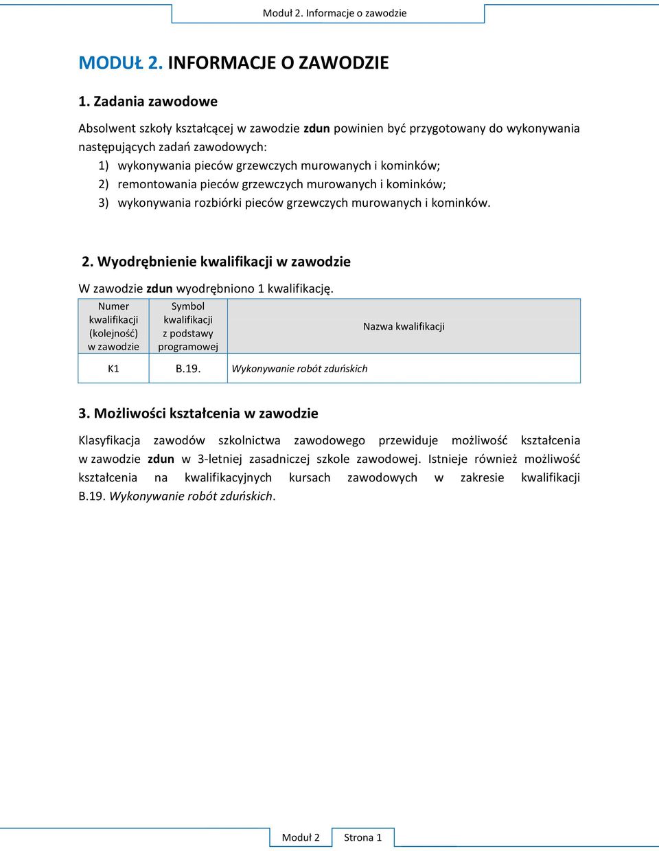 Numer kwalifikacji w zawodzie Symbol kwalifikacji z podstawy programowej Nazwa kwalifikacji K1