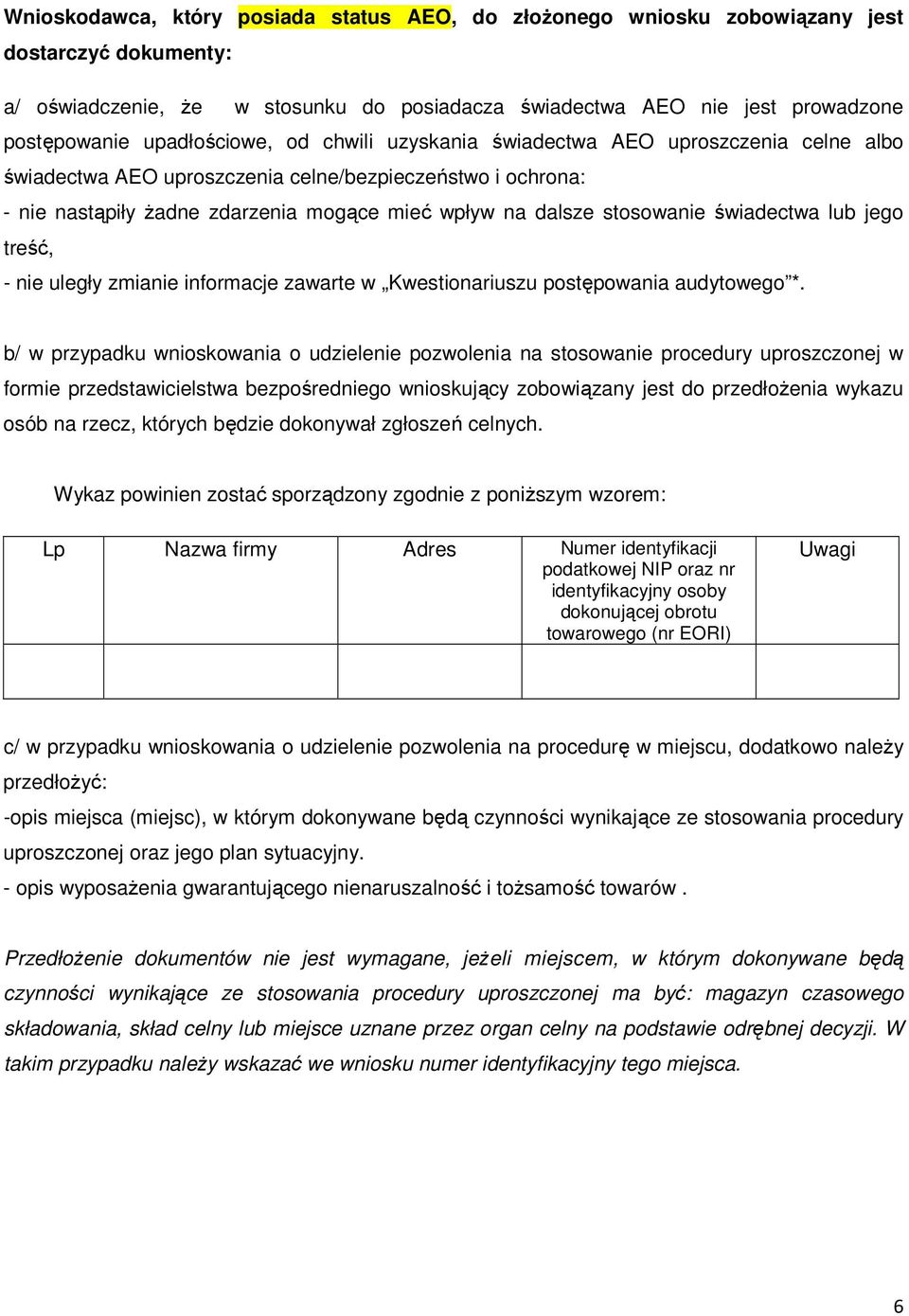 stosowanie świadectwa lub jego treść, - nie uległy zmianie informacje zawarte w Kwestionariuszu postępowania audytowego *.