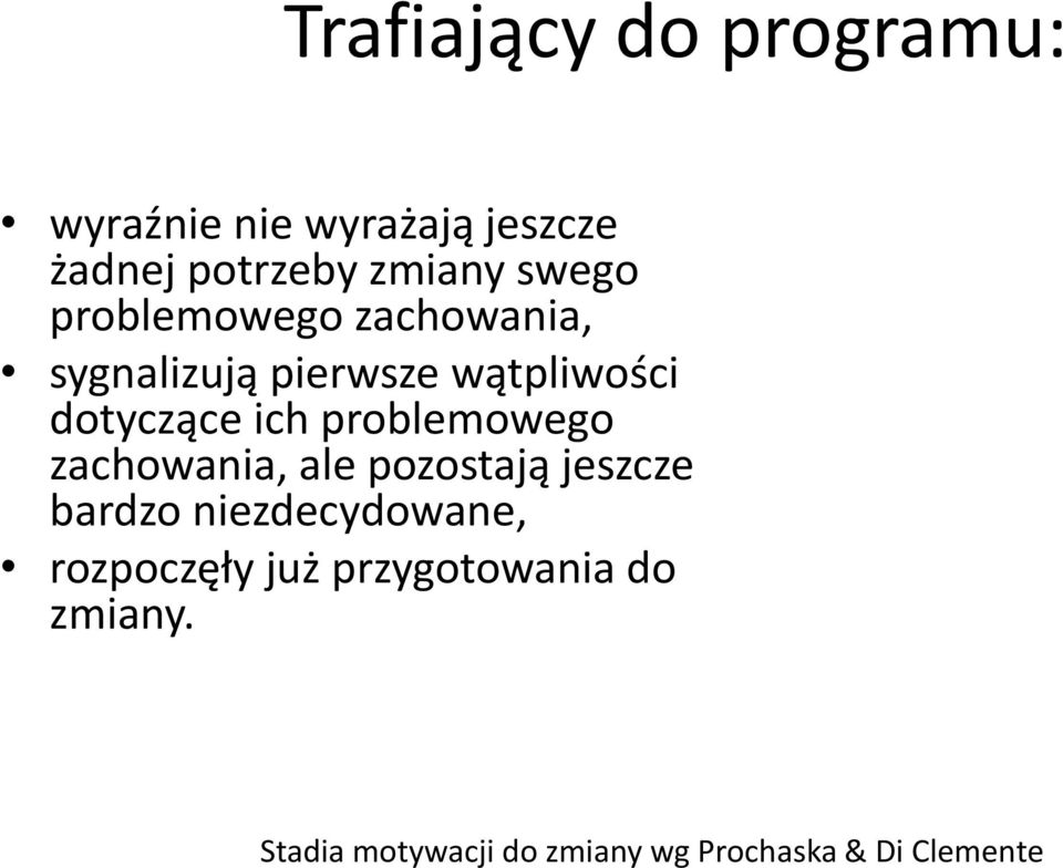 problemowego zachowania, ale pozostają jeszcze bardzo niezdecydowane,