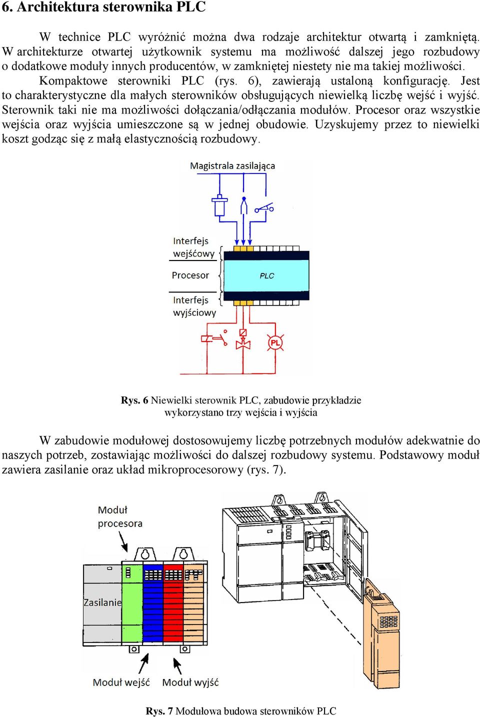 6), zawierają ustaloną konfigurację. Jest to charakterystyczne dla małych sterowników obsługujących niewielką liczbę wejść i wyjść. Sterownik taki nie ma możliwości dołączania/odłączania modułów.