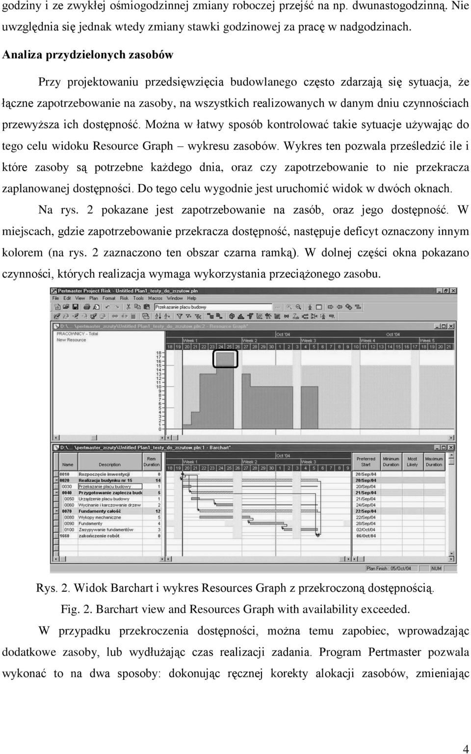 przewyższa ich dostępność. Można w łatwy sposób kontrolować takie sytuacje używając do tego celu widoku Resource Graph wykresu zasobów.