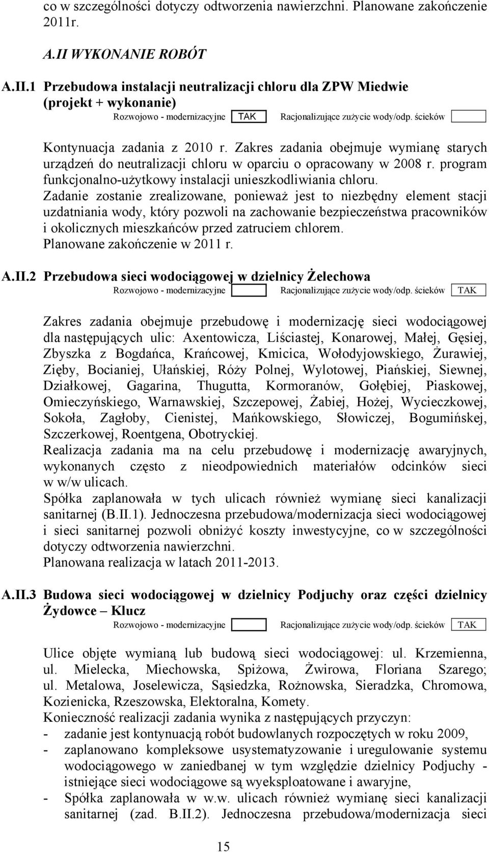 Zadanie zostanie zrealizowane, ponieważ jest to niezbędny element stacji uzdatniania wody, który pozwoli na zachowanie bezpieczeństwa pracowników i okolicznych mieszkańców przed zatruciem chlorem.