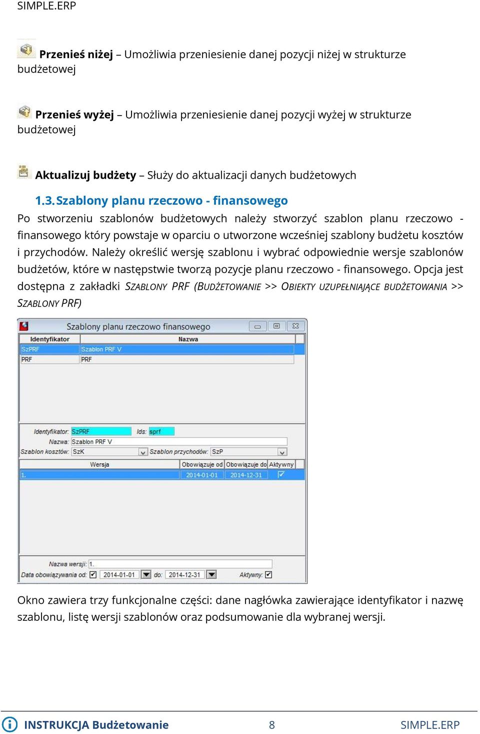 aktualizacji danych budżetowych 1.3.