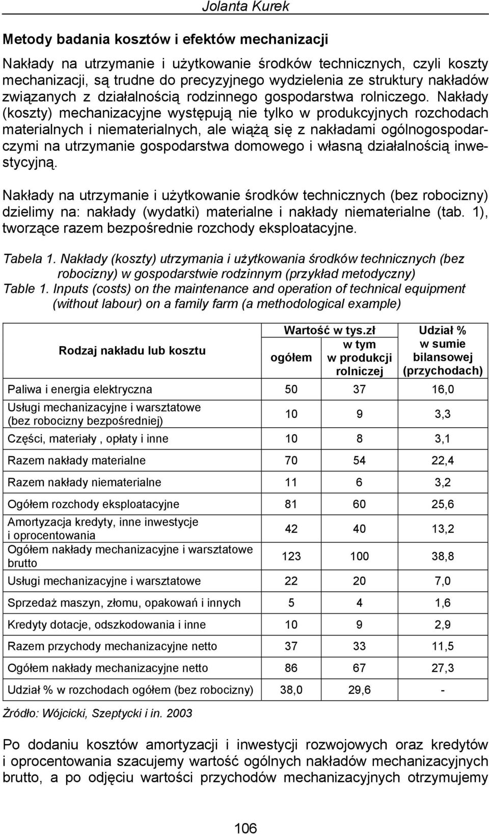 Nakłady (koszty) mechanizacyjne występują nie tylko w produkcyjnych rozchodach materialnych i niematerialnych, ale wiążą się z nakładami ogólnogospodarczymi na utrzymanie gospodarstwa domowego i