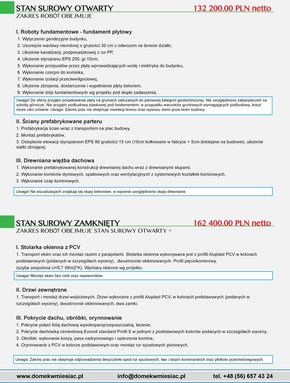 Wykonanie przepustów przez płytę wprowadzających wodę i elektrykę do budynku, 6. Wykonanie czerpni do kominka, 7. Wykonanie izolacji przeciwwilgociowej, 8.