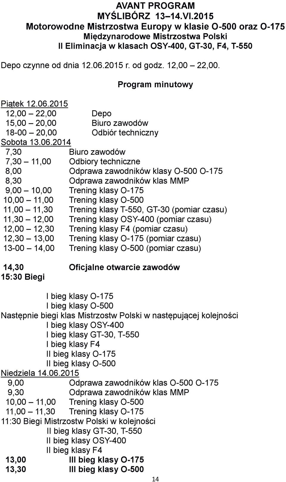 12,00 22,00. Program minutowy Piątek 12.06.