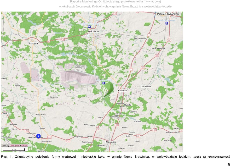 wiatrowej - niebieskie koło, w