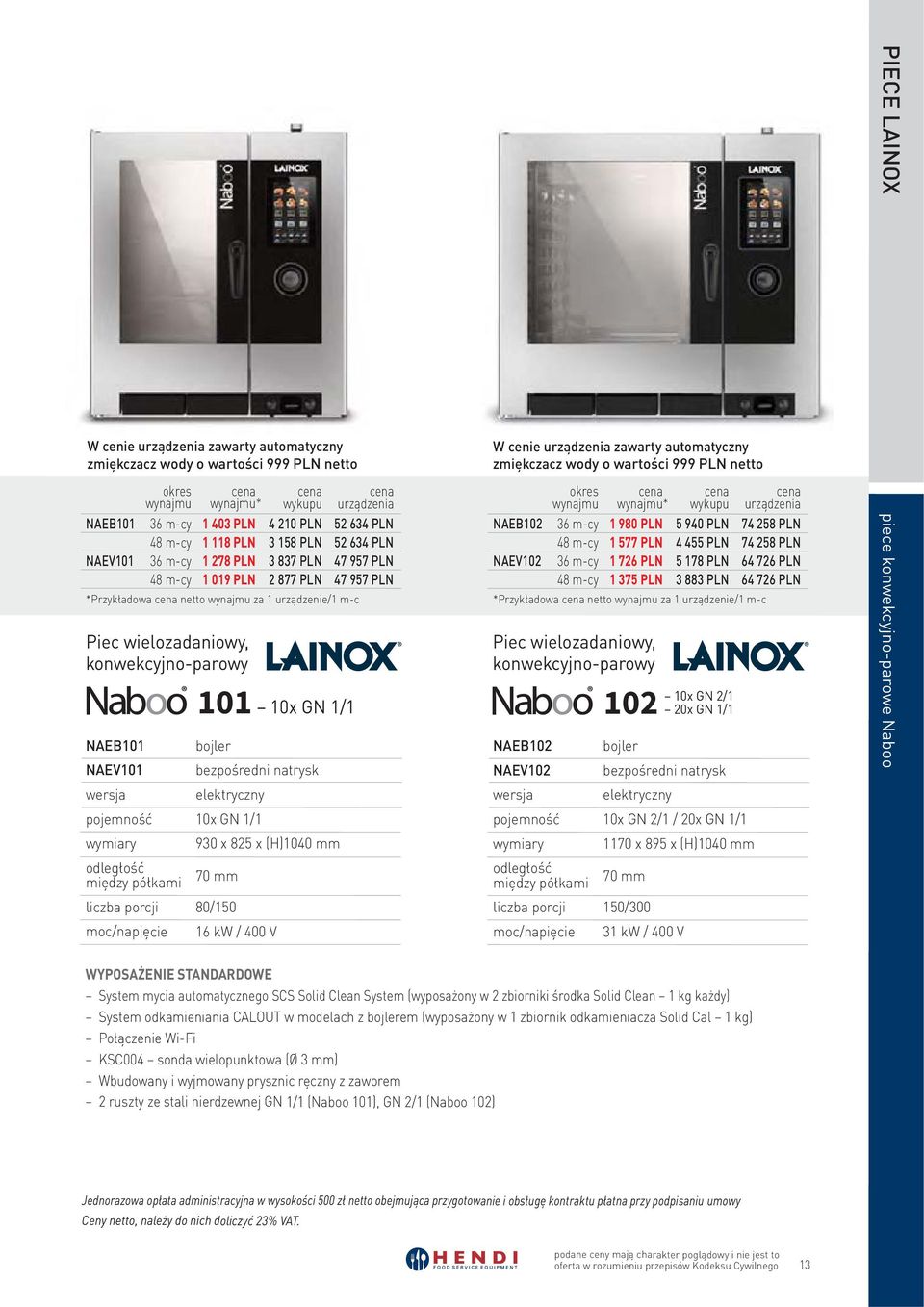 konwekcyjno-parowy NAEB101 bojler NAEV101 bezpośredni natrysk wersja elektryczny 101 10x GN 1/1 pojemność 10x GN 1/1 wymiary 930 x 825 x (H)1040 mm odległość między półkami 70 mm liczba porcji 80/150