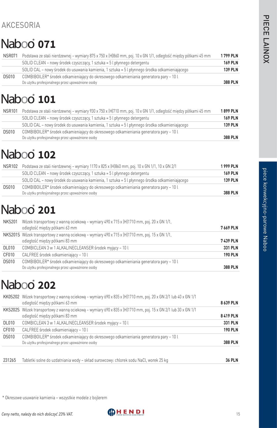 odkamieniającego COMBIBOILER* środek odkamieniający do okresowego odkamieniania generatora pary 10 l Do użytku profesjonalnego przez upoważnione osoby 101 Podstawa ze stali nierdzewnej wymiary 930 x