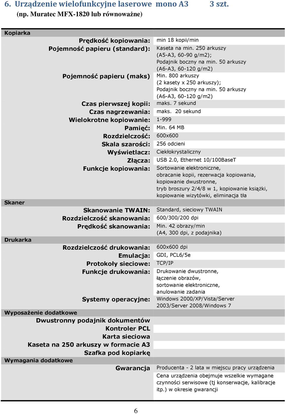 50 arkuszy (A6-A3, 60-120 g/m2) Czas pierwszej kopii: maks. 7 sekund Czas nagrzewania: maks. 20 sekund Wielokrotne kopiowanie: 1-999 Pamięć: Min.