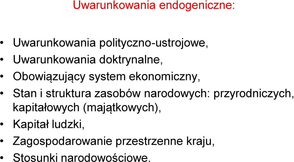 struktura zasobów narodowych: przyrodniczych, kapitałowych