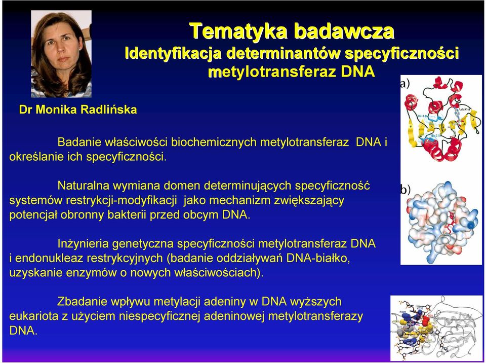 Naturalna wymiana domen determinujących specyficzność systemów restrykcji-modyfikacji jako mechanizm zwiększający potencjał obronny bakterii przed obcym DNA.