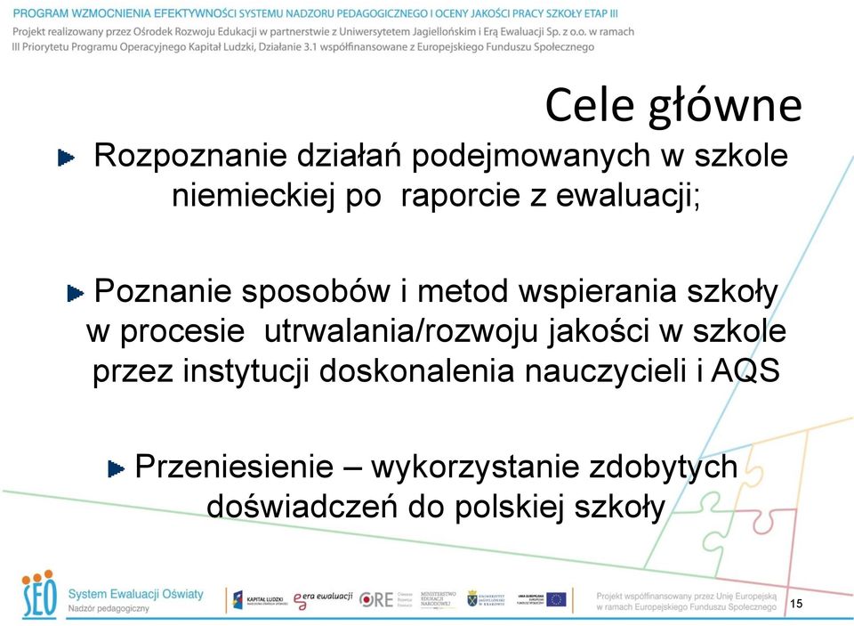 procesie utrwalania/rozwoju jakości w szkole przez instytucji doskonalenia