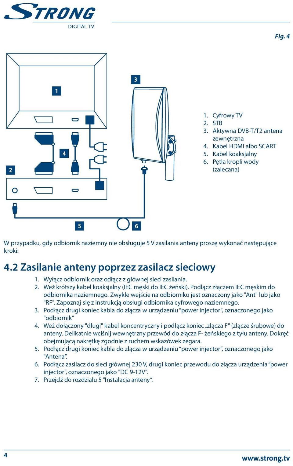 Wyłącz odbiornik oraz odłącz z głównej sieci zasilania. 2. Weź krótszy kabel koaksjalny (IEC męski do IEC żeński). Podłącz złączem IEC męskim do odbiornika naziemnego.