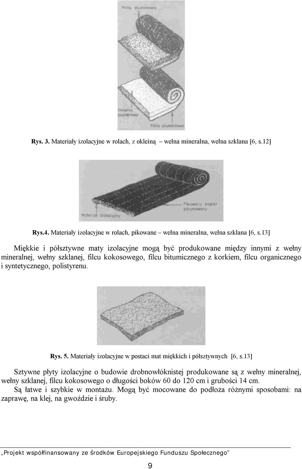 syntetycznego, polistyrenu. Rys. 5. Materiały izolacyjne w postaci mat miękkich i półsztywnych [6, s.