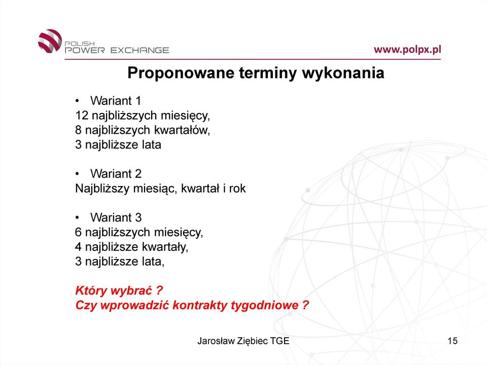 kwartał i rok Wariant 3 6 najbliższych miesięcy, 4 najbliższe kwartały, 3