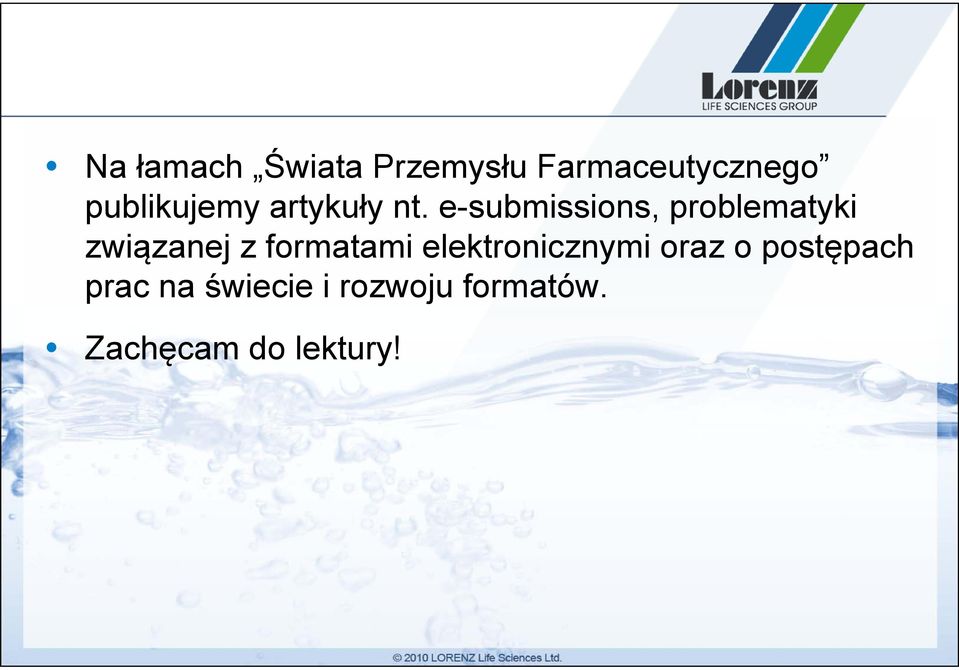e-submissions, problematyki związanej z formatami