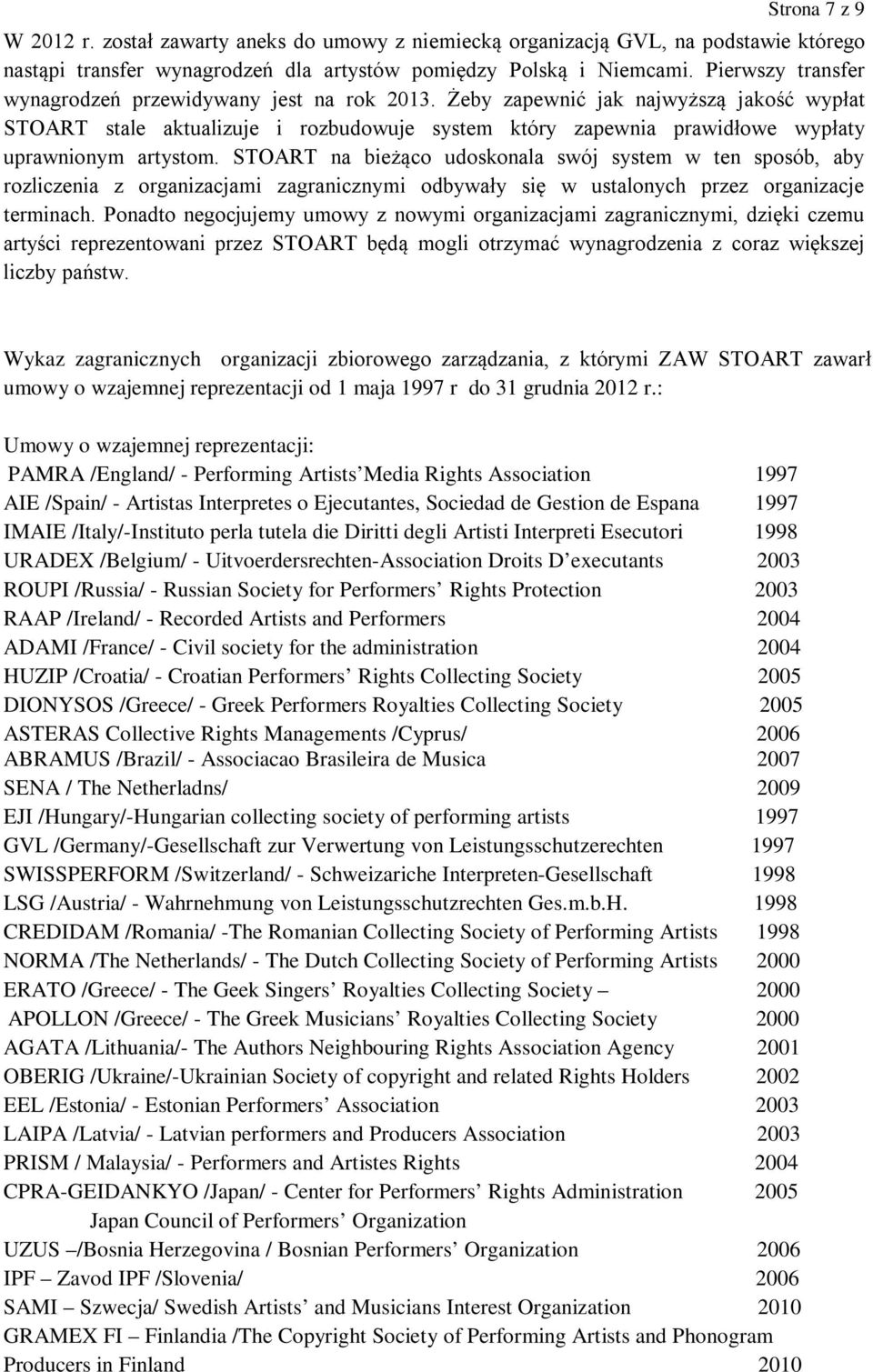 Żeby zapewnić jak najwyższą jakość wypłat STOART stale aktualizuje i rozbudowuje system który zapewnia prawidłowe wypłaty uprawnionym artystom.