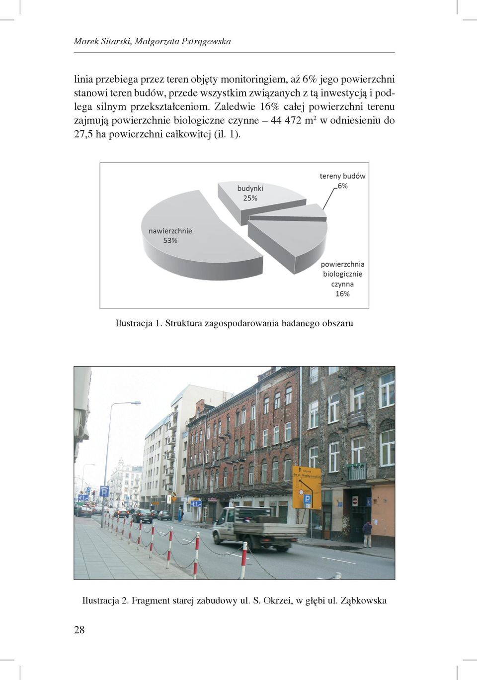 Zaledwie 16% całej powierzchni terenu zajmują powierzchnie biologiczne czynne 44 472 m 2 w odniesieniu do 27,5 ha