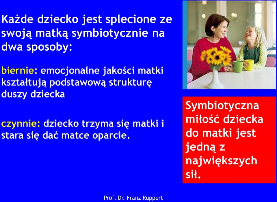 strukturę duszy dziecka czynnie: dziecko trzyma się matki i stara się