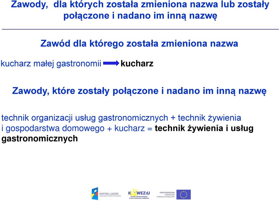 zostały połączone i nadano im inną nazwę technik organizacji usług gastronomicznych +