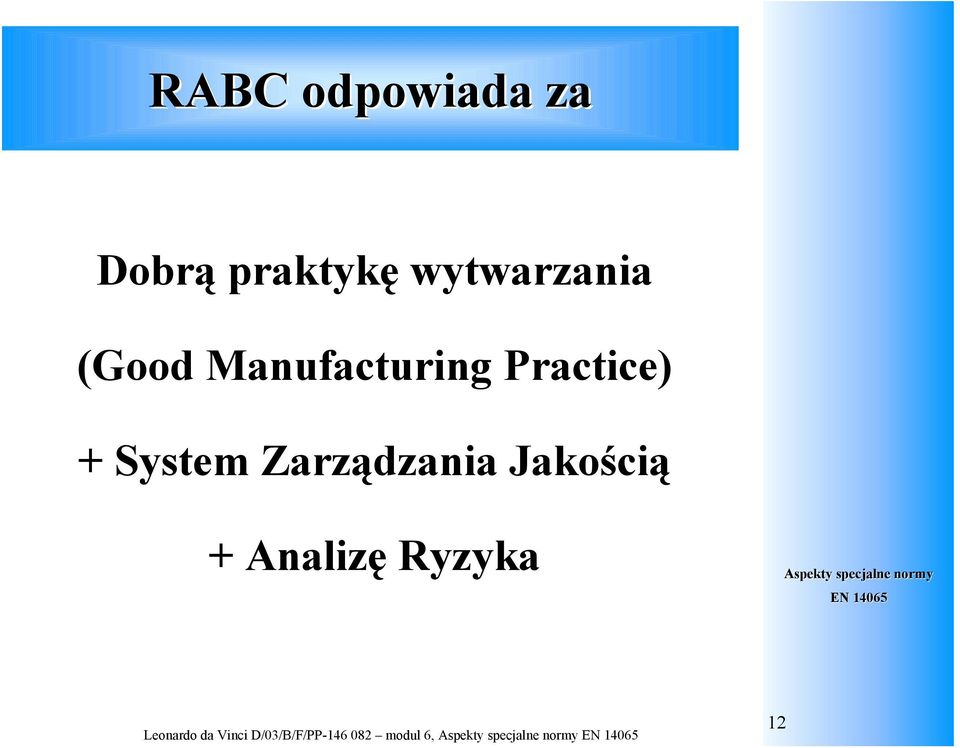 Zarządzania Jakością + Analizę Ryzyka Leonardo