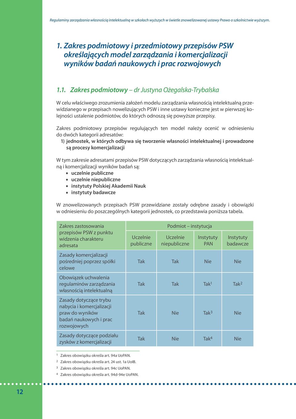 1. Zakres podmiotowy dr Justyna Ożegalska-Trybalska W celu właściwego zrozumienia założeń modelu zarządzania własnością intelektualną przewidzianego w przepisach nowelizujących PSW i inne ustawy