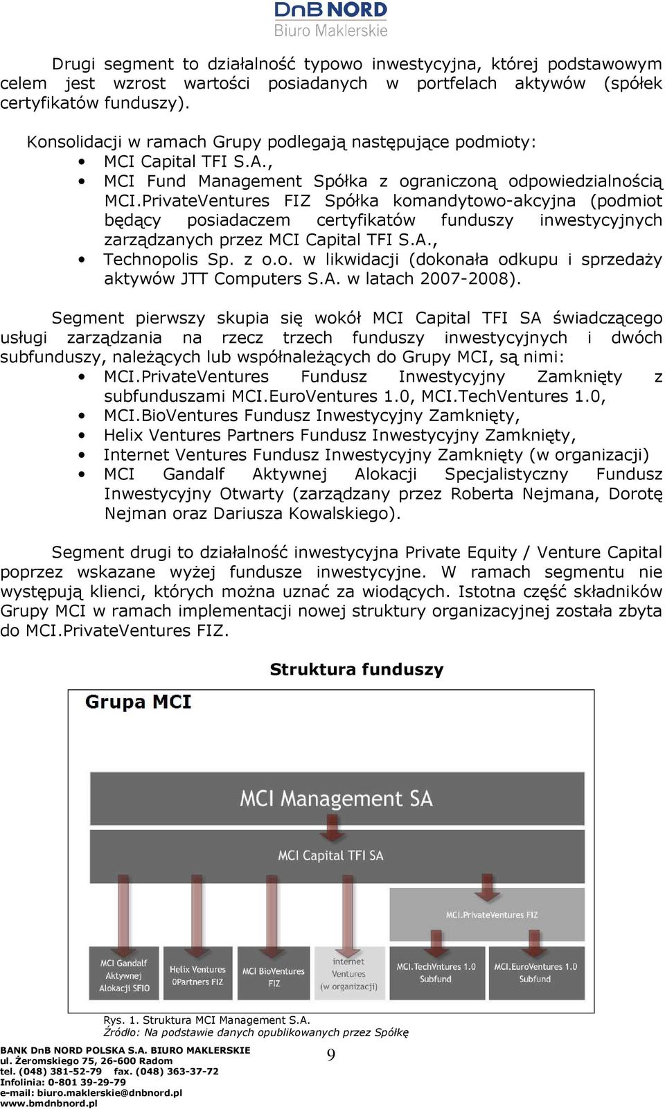 PrivateVentures FIZ Spółka komandytowo-akcyjna (podmiot będący posiadaczem certyfikatów funduszy inwestycyjnych zarządzanych przez MCI Capital TFI S.A., Technopolis Sp. z o.o. w likwidacji (dokonała odkupu i sprzedaŝy aktywów JTT Computers S.