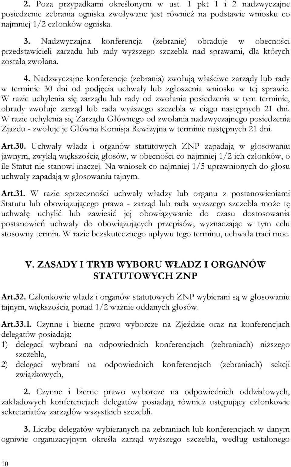 Nadzwyczajne konferencje (zebrania) zwołują właściwe zarządy lub rady w terminie 30 dni od podjęcia uchwały lub zgłoszenia wniosku w tej sprawie.