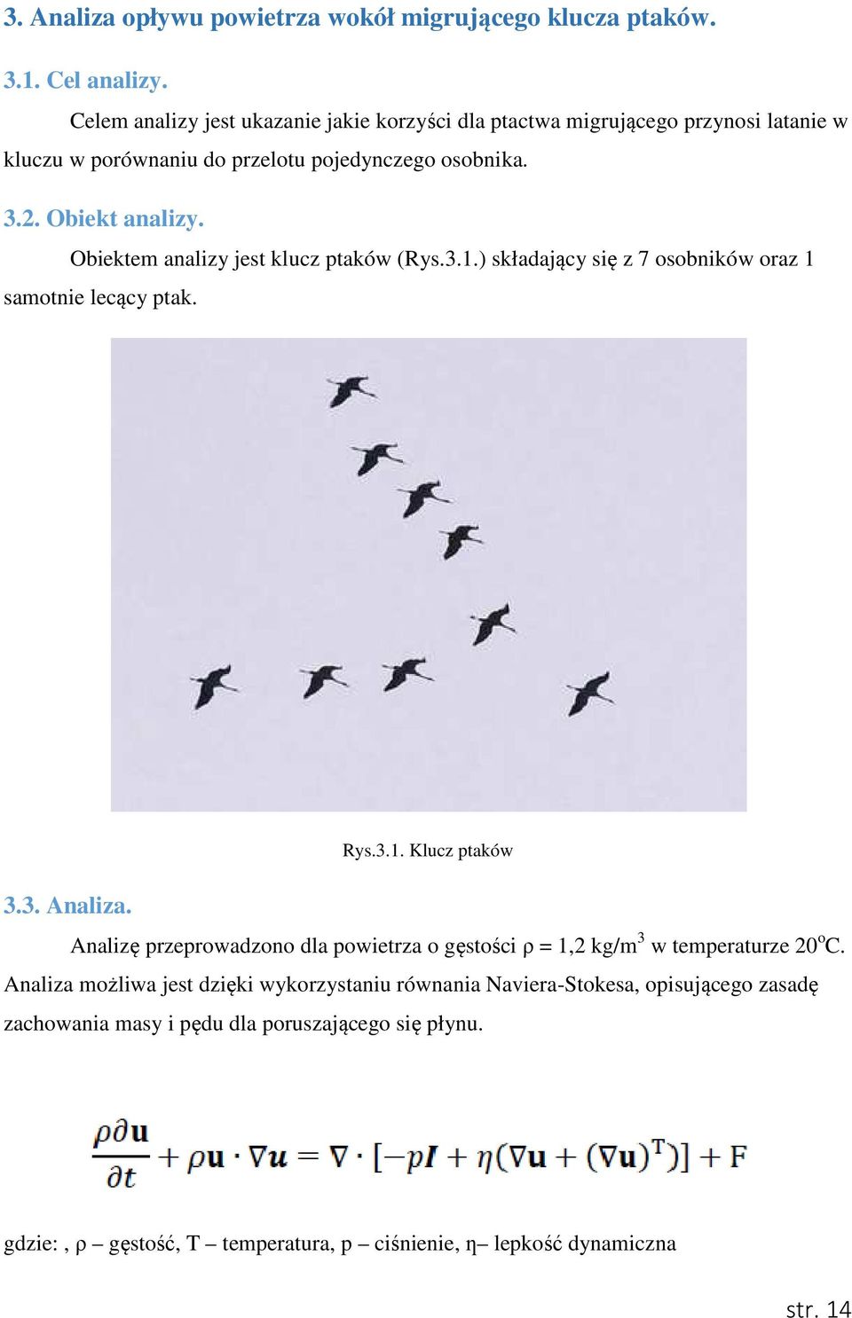 Obiektem analizy jest klucz ptaków (Rys.3.1.) składający się ę z 7 osobników oraz 1 samotnie lecący ptak. Rys.3.1. Klucz ptaków 3.3. Analiza.