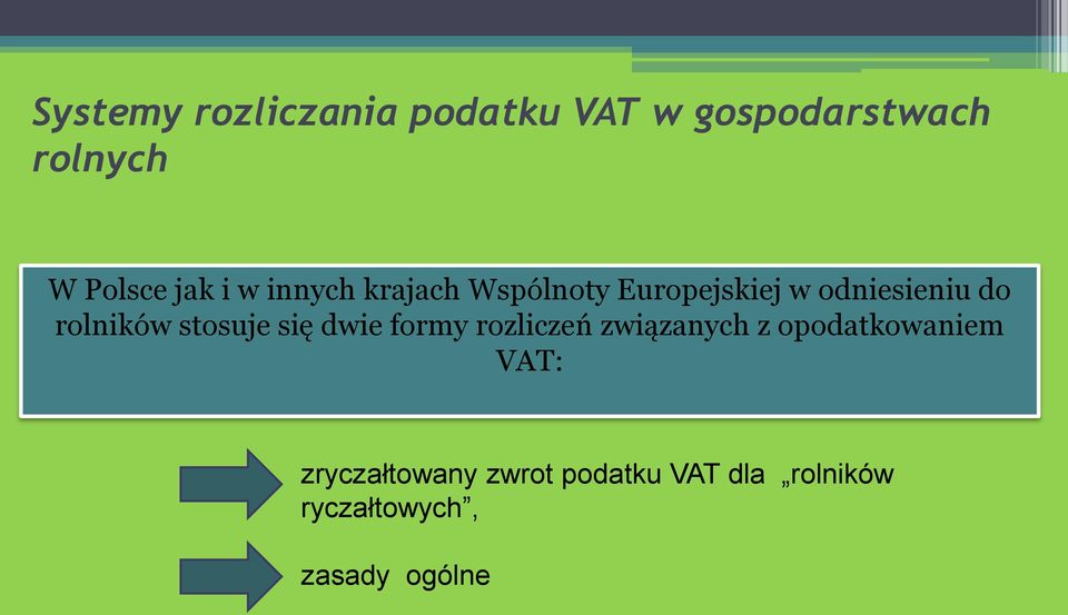 rolników stosuje się dwie formy rozliczeń związanych z