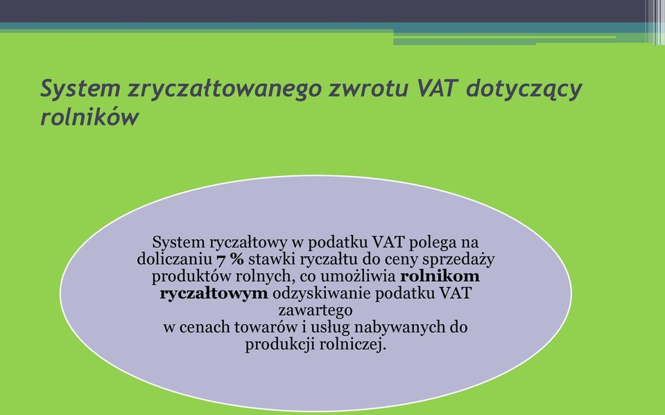 produktów rolnych, co umożliwia rolnikom ryczałtowym odzyskiwanie