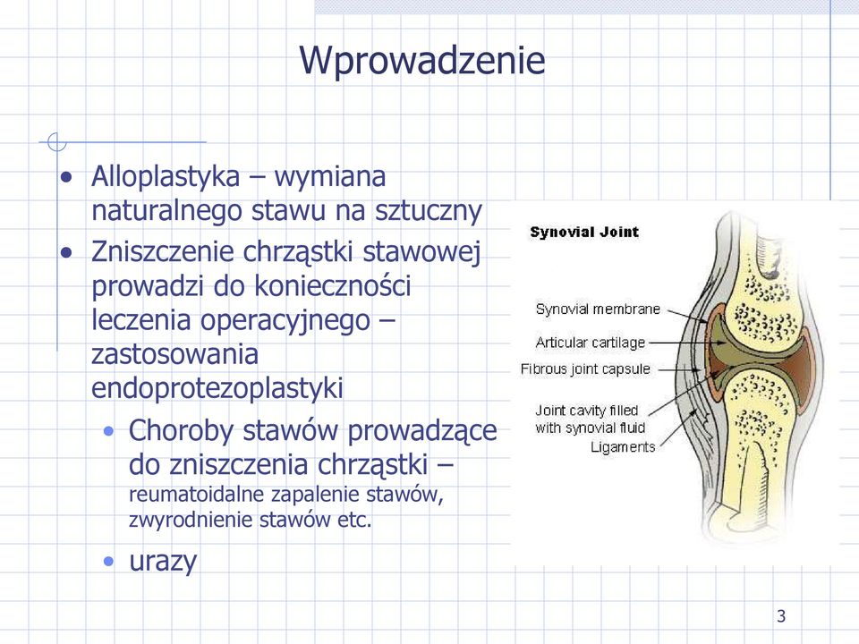 operacyjnego zastosowania endoprotezoplastyki Choroby stawów prowadzące