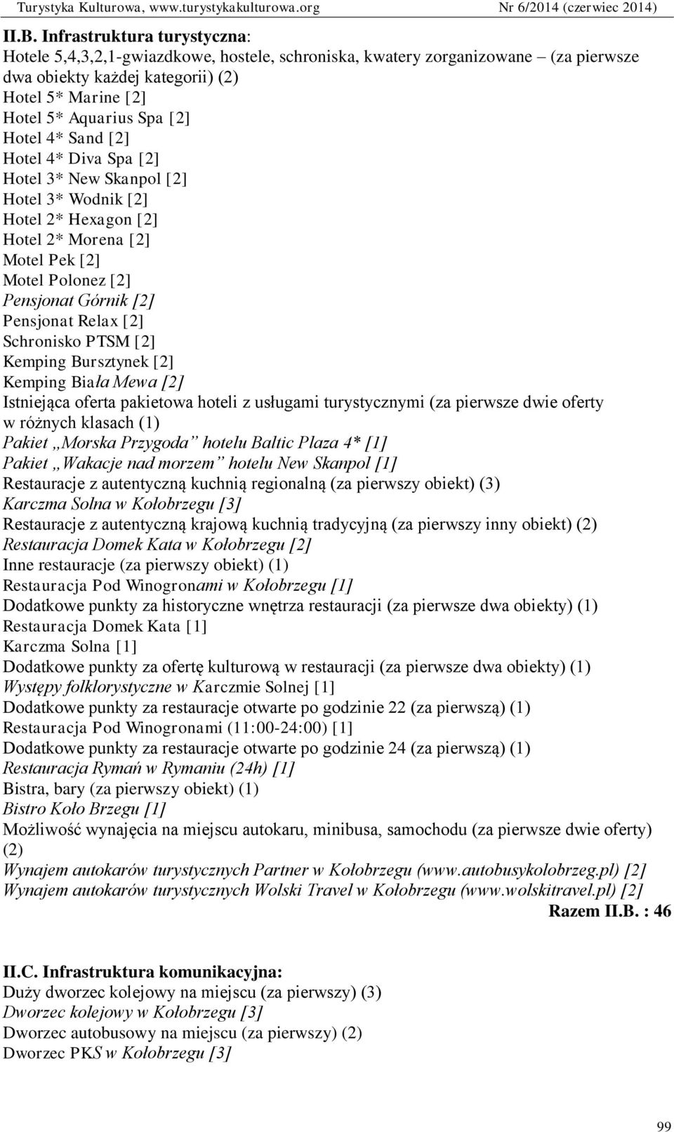 Schronisko PTSM [2] Kemping Bursztynek [2] Kemping Biała Mewa [2] Istniejąca oferta pakietowa hoteli z usługami turystycznymi (za pierwsze dwie oferty w różnych klasach (1) Pakiet Morska Przygoda