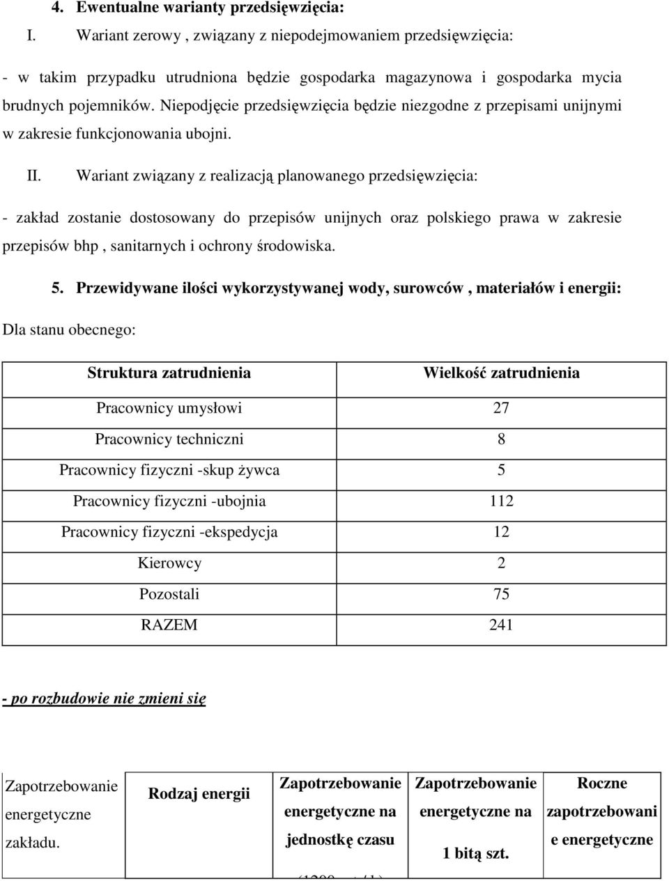 Niepodjęcie przedsięwzięcia będzie niezgodne z przepisami unijnymi w zakresie funkcjonowania ubojni. II.