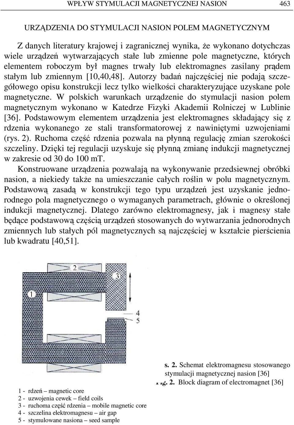 Autorzy badań najczęściej nie podają szczegółowego opisu konstrukcji lecz tylko wielkości charakteryzujące uzyskane pole magnetyczne.