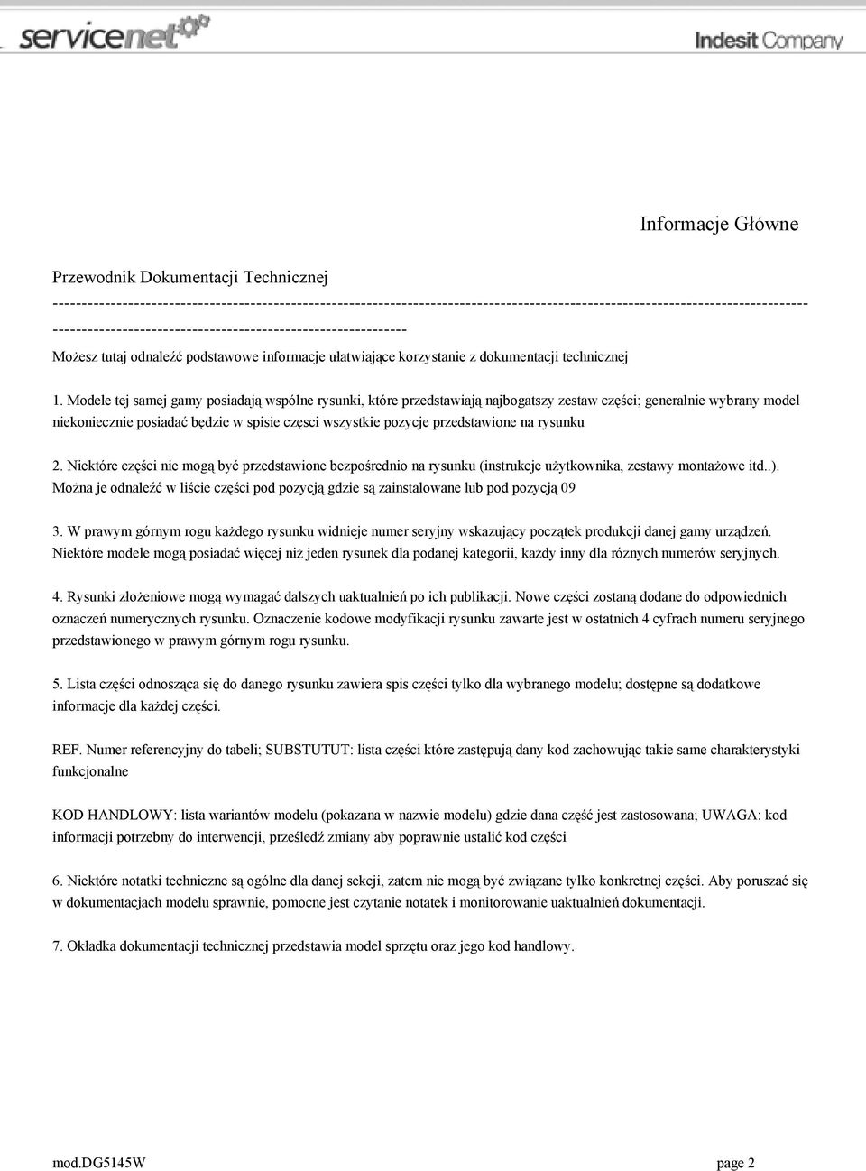 Modele tej samej gamy posiadają wspólne rysunki, które przedstawiają najbogatszy zestaw części; generalnie wybrany model niekoniecznie posiadać będzie w spisie częsci wszystkie pozycje przedstawione