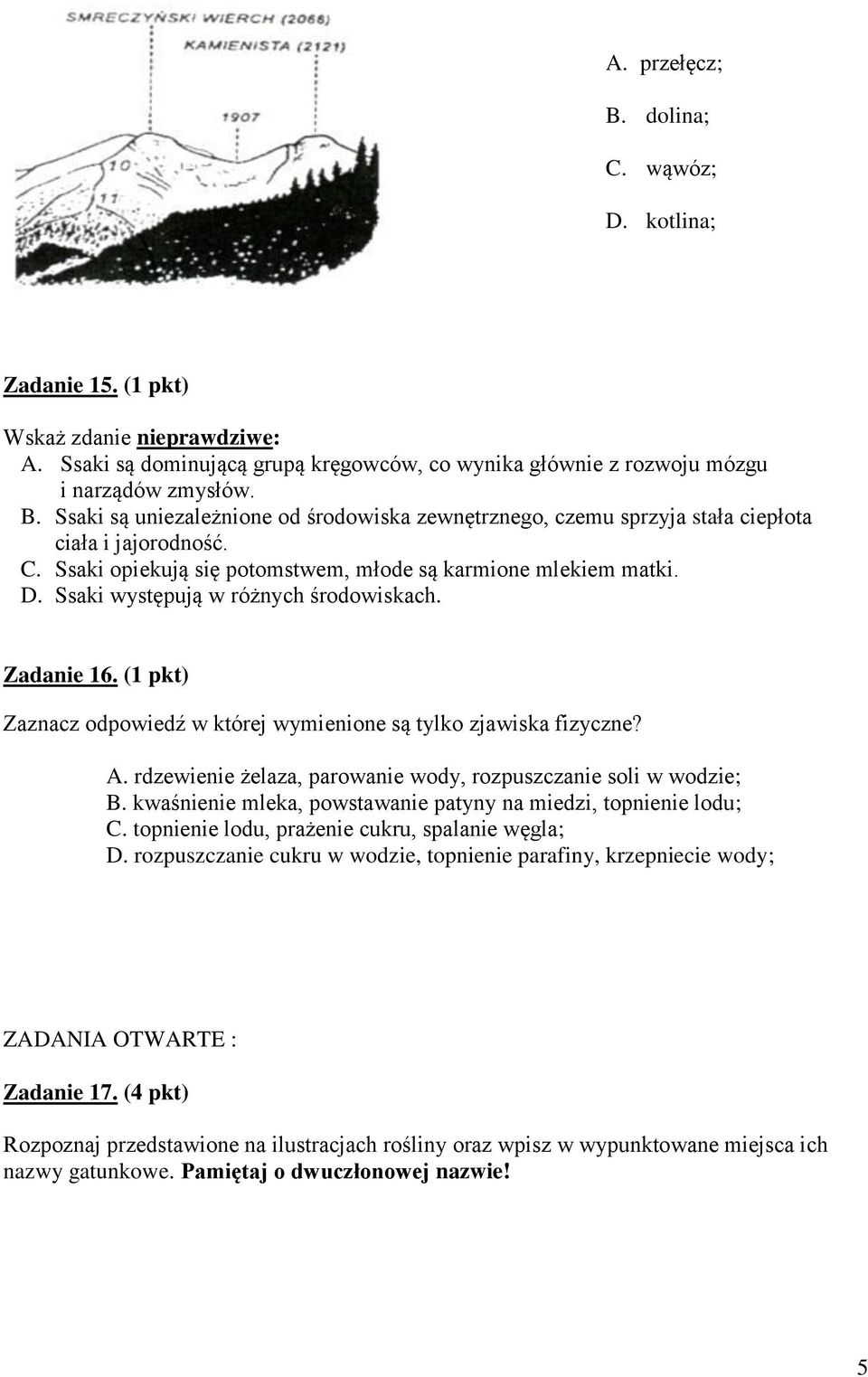 rdzewienie żelaza, parowanie wody, rozpuszczanie soli w wodzie; B. kwaśnienie mleka, powstawanie patyny na miedzi, topnienie lodu; C. topnienie lodu, prażenie cukru, spalanie węgla; D.