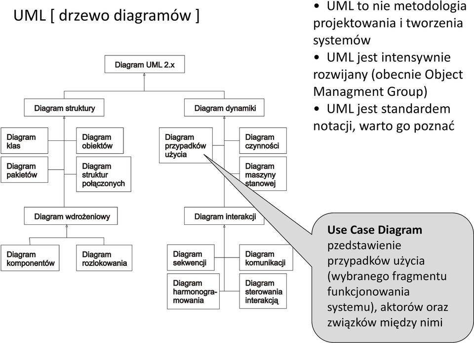 jest standardem notacji, warto go poznać Use Case Diagram pzedstawienie