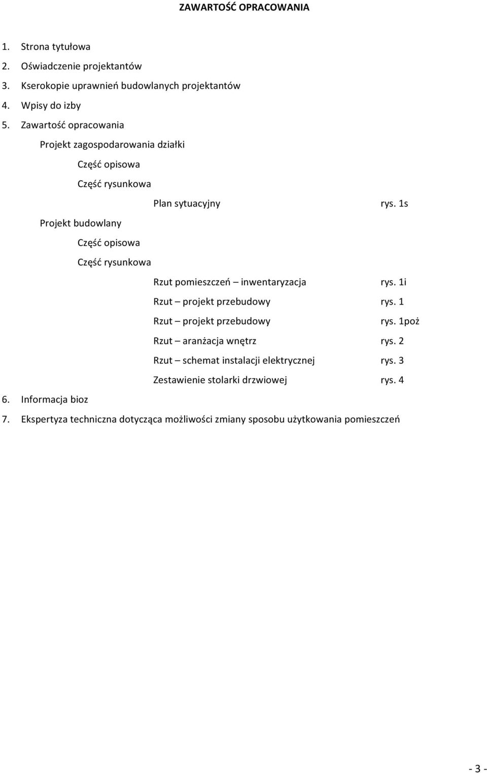 1s Projektbudowlany Częśćopisowa Częśćrysunkowa Rzutpomieszczeń inwentaryzacja rys.1i Rzut projektprzebudowy rys.1 Rzut projektprzebudowy rys.